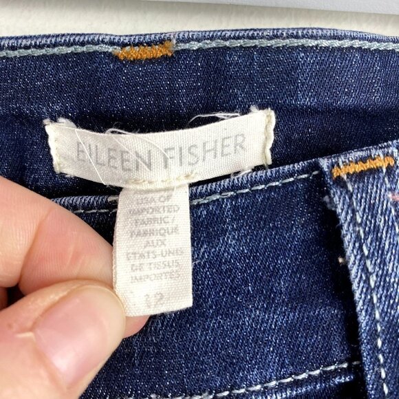 Eileen Fisher Skinny Jeans Dark Denim 12 - Picture 2 of 8